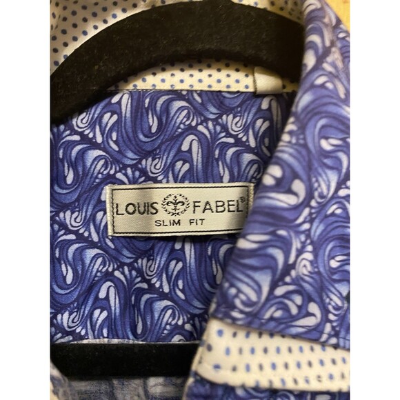 Louis Fabel Dark Blue Quilting Long Sleeve Slim Fit Button Up Men's Shirt Size M - Picture 3 of 9